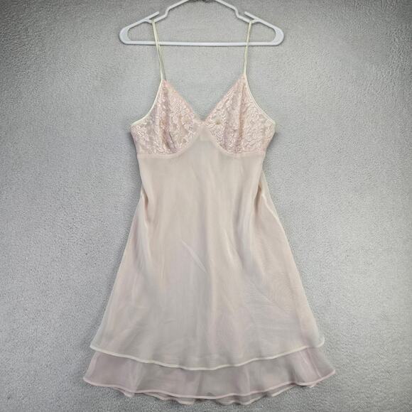 Secret Treasures Other - Vintage Secret Treasures Womens M Bby Pink Layered Slip Dress Nightgown Lingerie